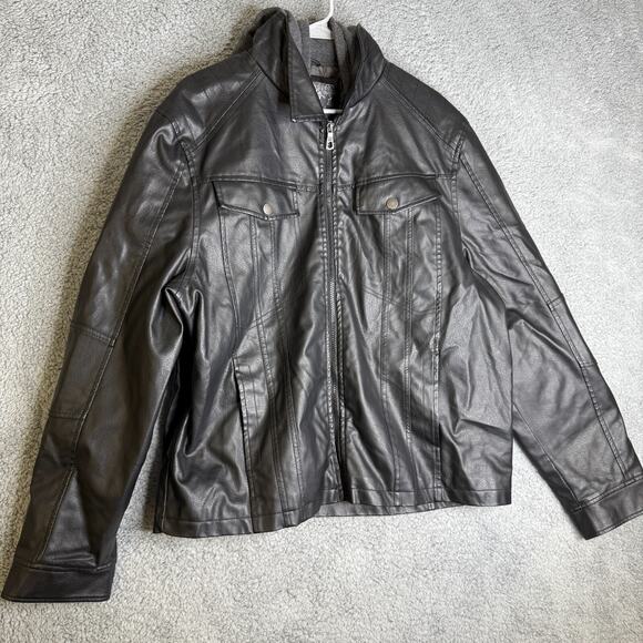 Whispering Spirit Faux Leather Jacket Motorcycle Hoodie Full Zip Size XL - Picture 1 of 13